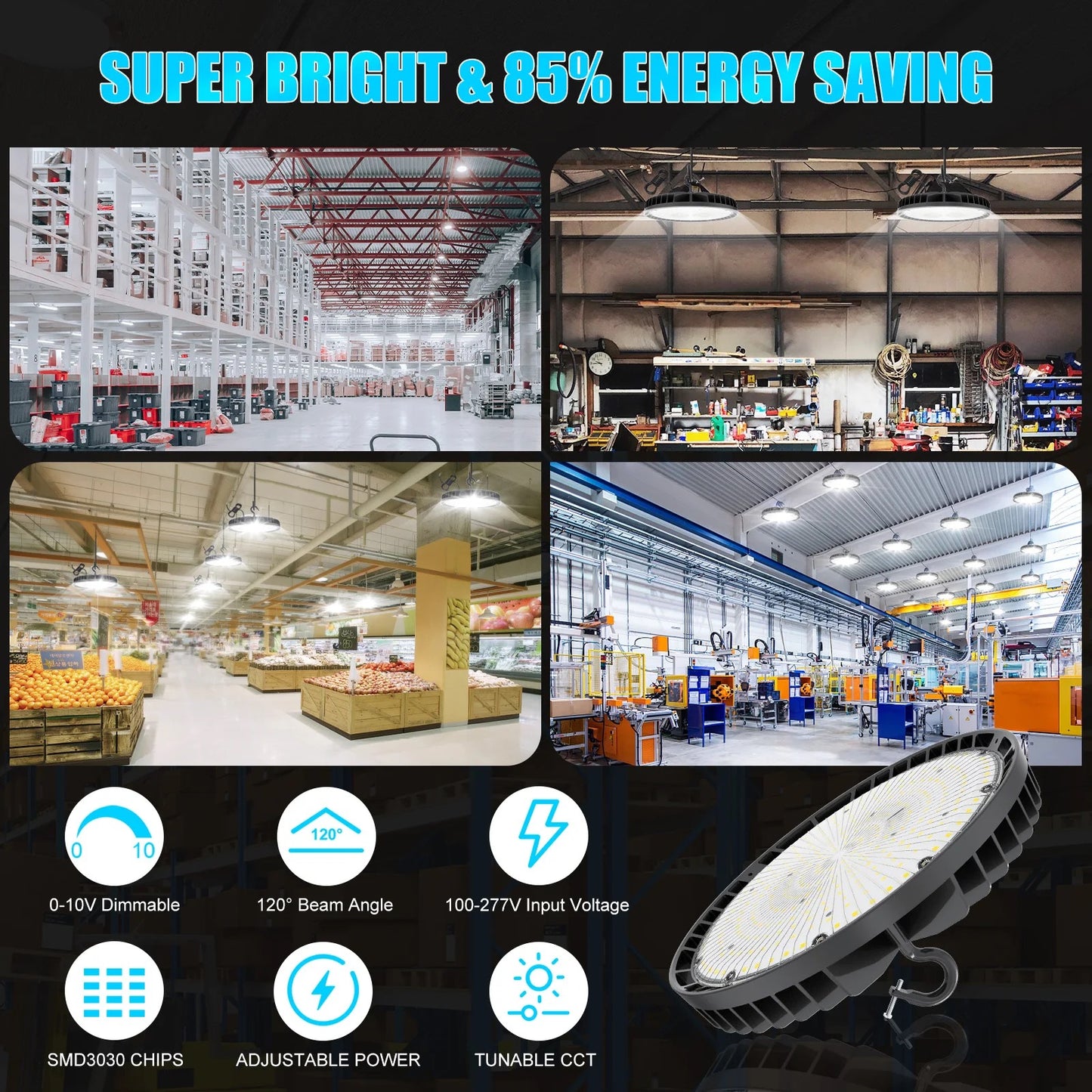 90 - 150w UFO High Bay Shop Light